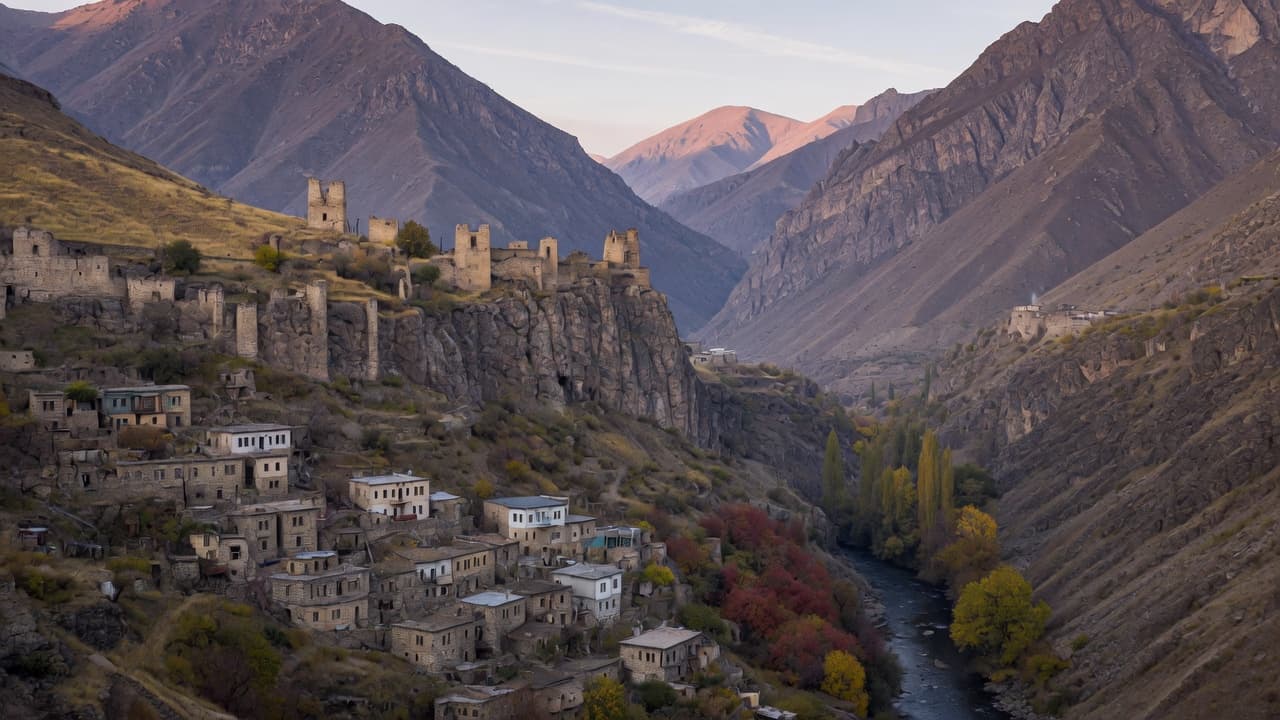 Bitlis vadi yerleşimi ve dağlık siluet