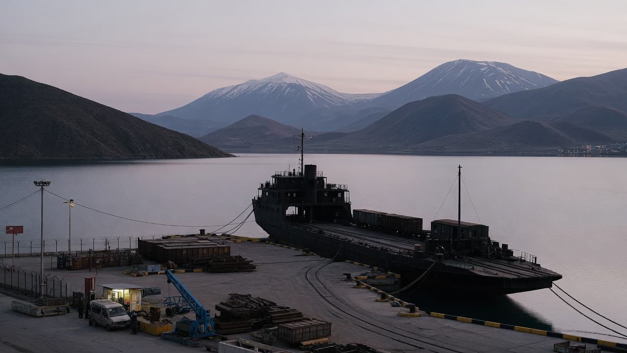 Tatvan liman ve feribot silueti, Van Gölü